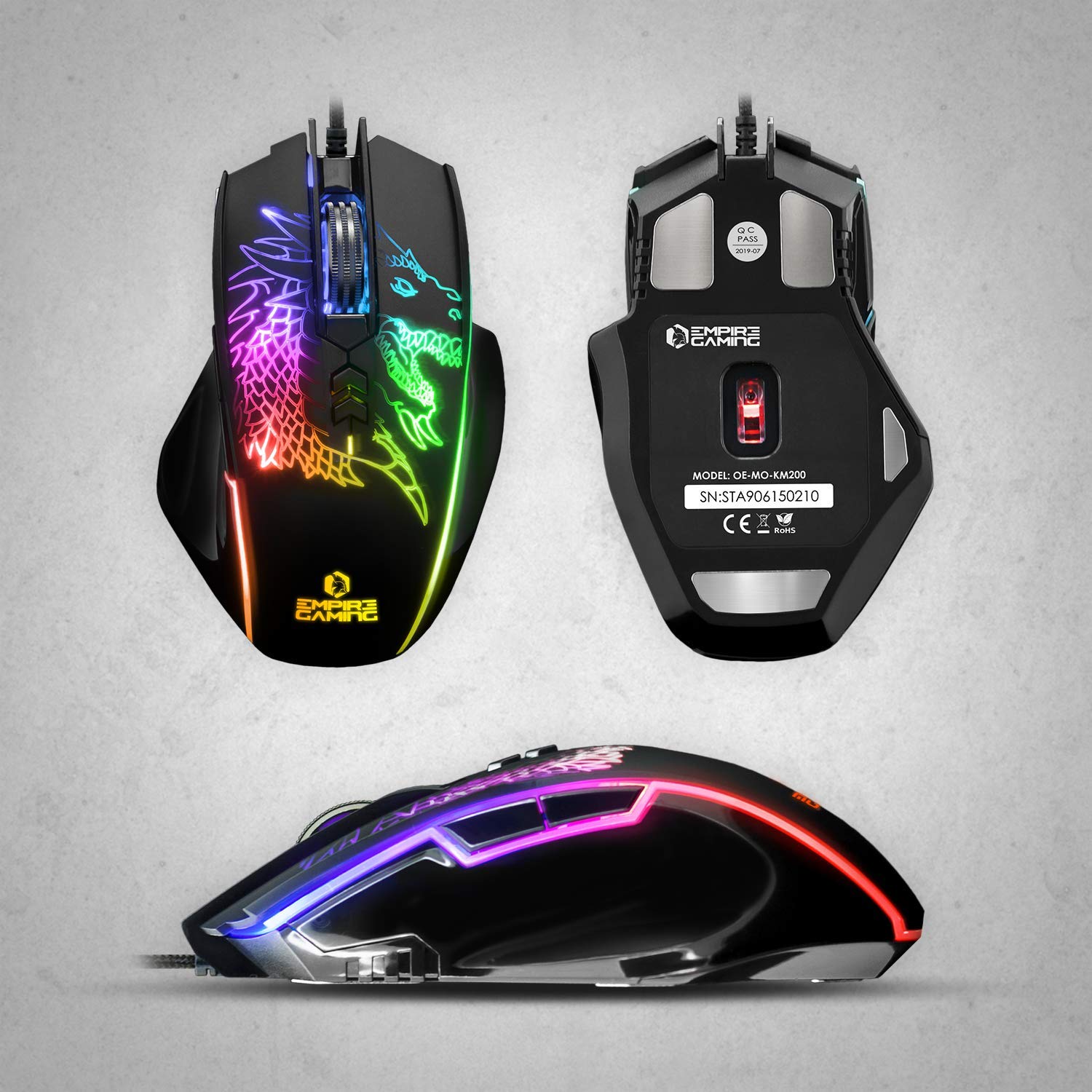 EMPIRE GAMING - Drak Fury Keyboard and Mouse Pack English – Smartphone Holder - 19 Anti-Ghosting Keys – 12 Multimedia Shortcuts - 7 3200 DPI Buttons– 11 LED RGB Back Lighting Modes – Wired USB