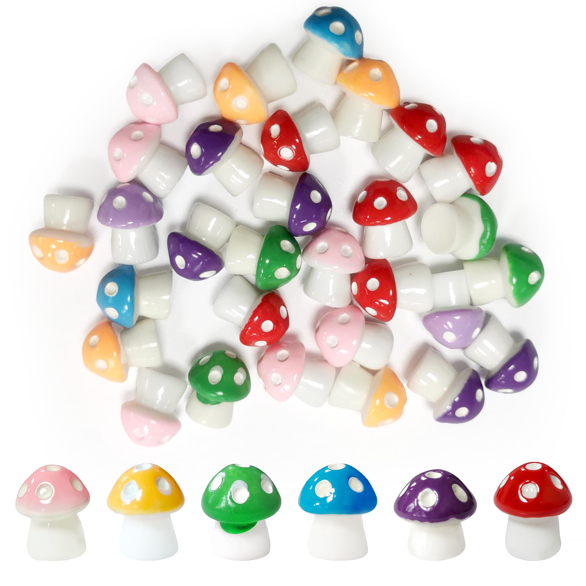 ZAYIO 30PCS Colorful Mini Mushroom Ornaments, Resin Mini Mushroom Figurines for Fairy Garden Decor, Terrarium Accessories, Plant Pots, Micro Landscape DIY Crafts and Home Decoration