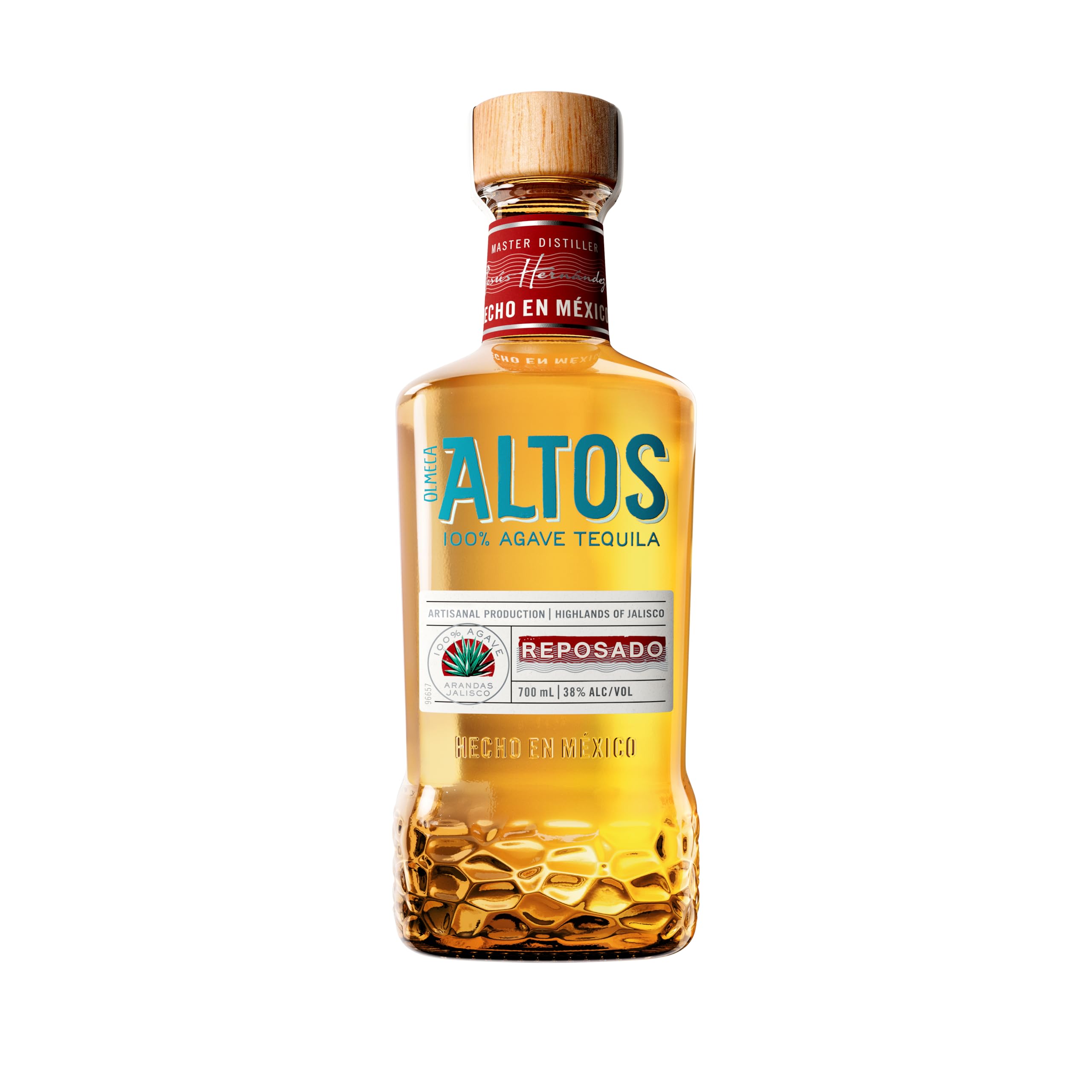 Olmeca Altos Reposado Tequila, goldener Tequila mit fruchtig-süßen Aromen von Agave, süßlich-mildes Bouquet, ideal für gemütliche Abende – 1 x 0,7 l