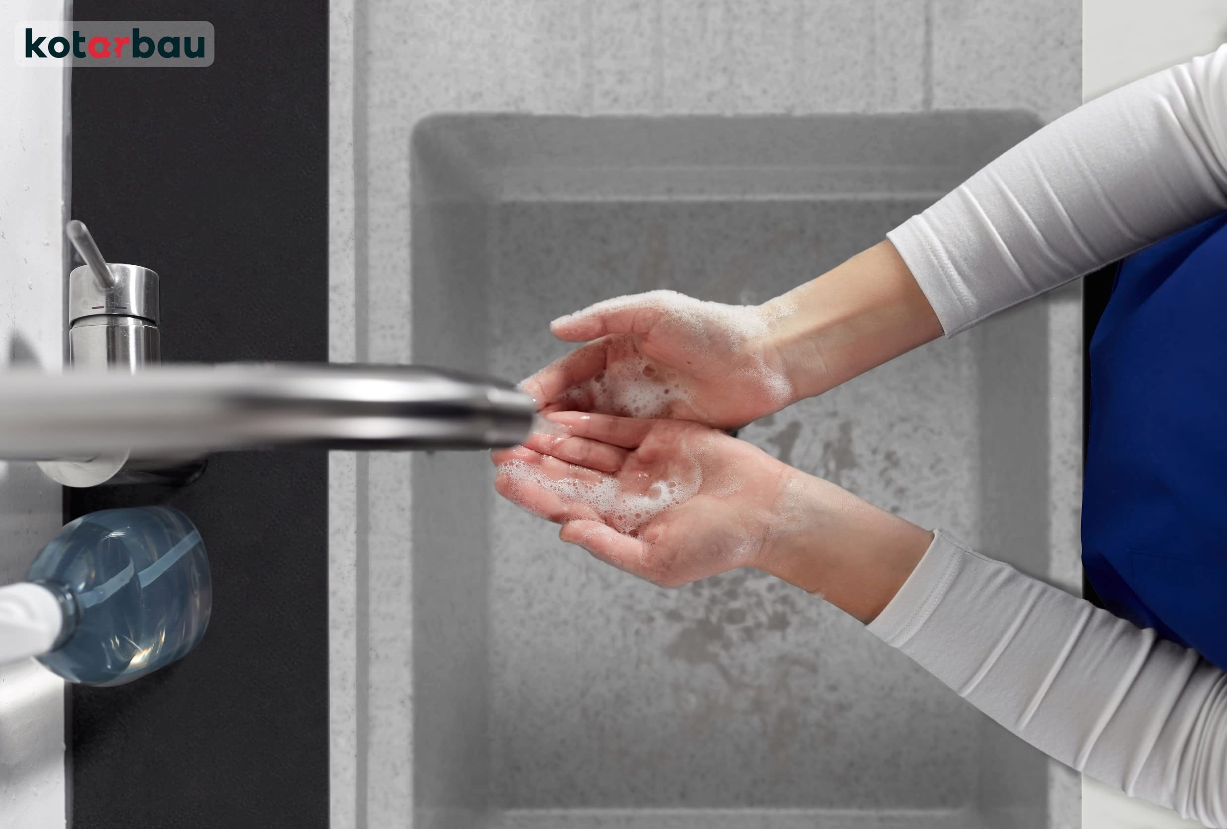 KOTARBAU® Ausgussbecken aus Polystyrol 50,5 x 34,5 x 18,5 cm Spülbecken Grau Siphon Waschbecken Spülbecken Klein mit Stöpsel Montageset Ablaufgarnitur und Schrauben Waschküche Möbel