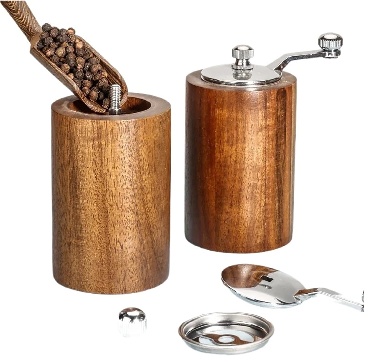 Wood Pepper Grinder Salt And Classical Hand Shake Mills Mill For Home Kitchen(2pcs Pepper Grinder)