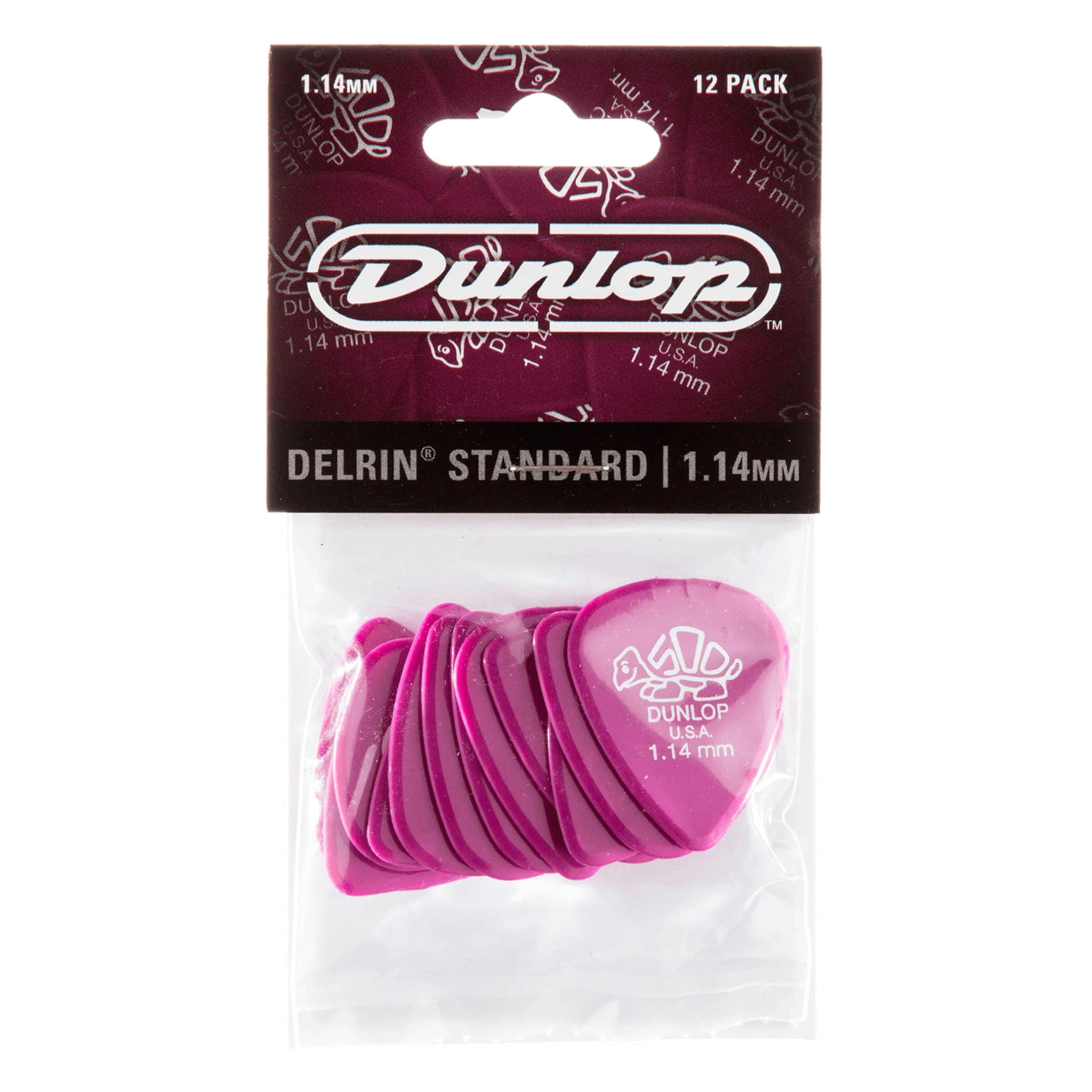 Jim Dunlop Delrin 500 Standard 1.14mm Guitar Picks, 12-Pack