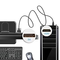 Vista 6 de Rankie Cable HDMI a DVI, macho a macho CL3 clasificado de alta velocidad bidireccional, 6 pies (negro)