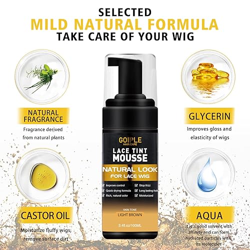 Miniatura 2 de Mousse de fusión de tinte de encaje para tupés, extensiones y pelucas de mujer, color de acabado natural, pegamento para peluca y juego de