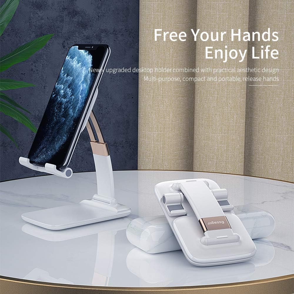 ESSAGER Foldable Cell Phone Stand, Adjustable Mobile Phone Holder for Desk Compatible with iPhone/iPad/Tablet All Smartphones
