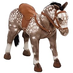 Qaba Ride on Horse, Riding Horse with Neighing Sound, Saddle, Ride on Animal for Kids Boys Girls 3-8 Years Old, Brown