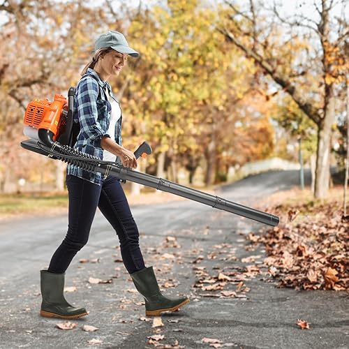 Miniatura 3 de Soplador de hojas de mochila, soplador de hojas de gas de 2 ciclos de 42.7 cc para el cuidado del césped, sopladores de hojas inalámbricos a gas,