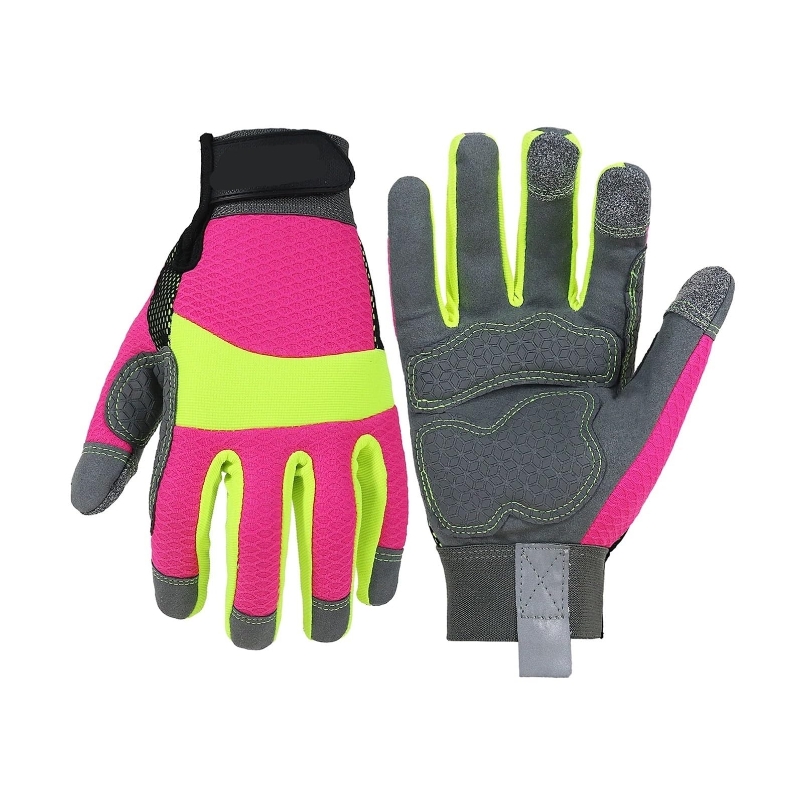 Guanti Da Lavoro Invernali Guanti da lavoro di sicurezza da donna Rosa riflettente ad alta visibilità, guanti antivibranti, guanti da lavoro da cantiere traspiranti Per Giardinaggio E Edilizia(M)