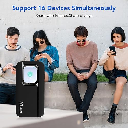 Miniatura 5 de 5G Mobile Wi Fi Hotspots, router de viaje portátil soporta 16 usuarios al mismo tiempo, batería grande de 7100 mAh, dispositivo de bolsillo Wi Fi