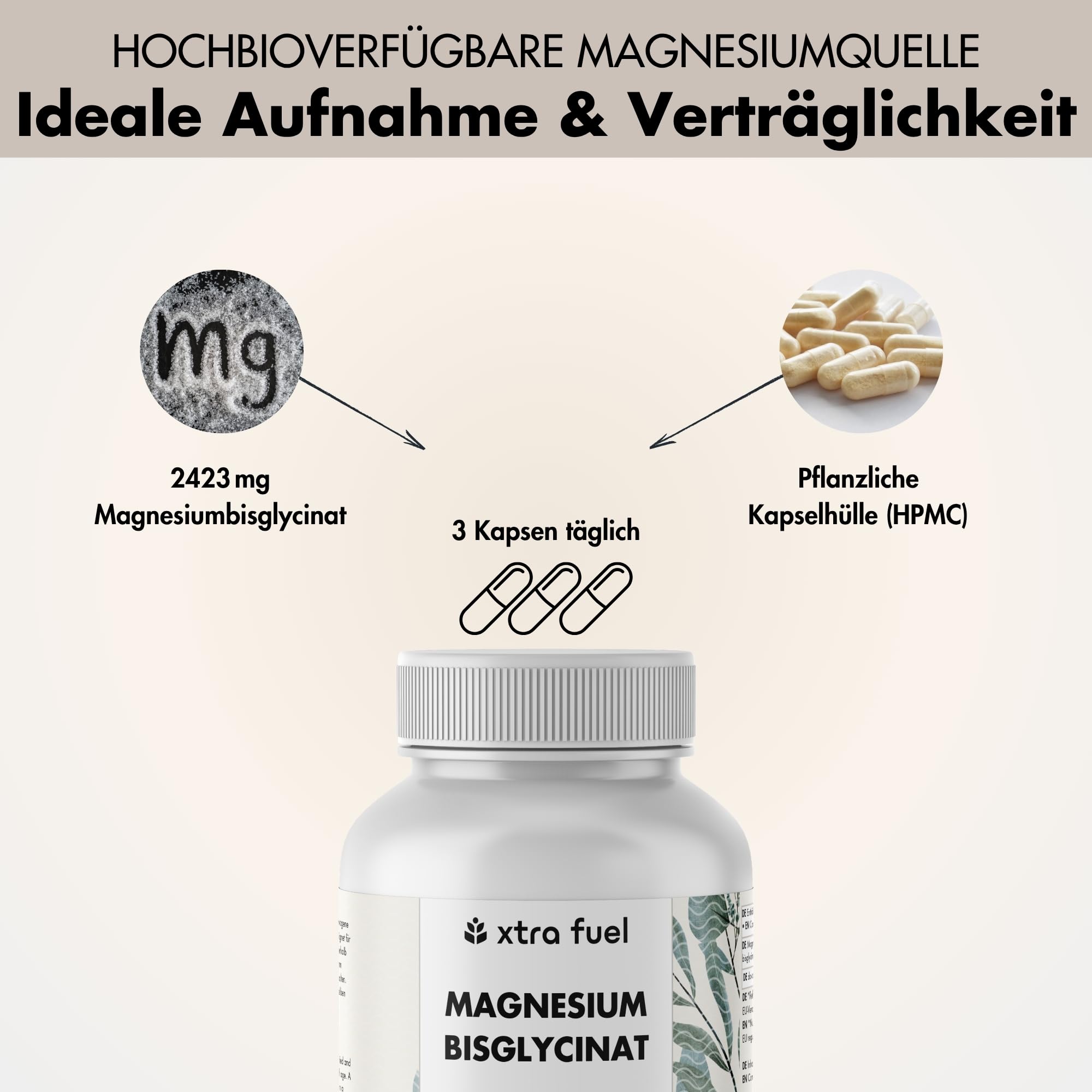 Magnesium Bisglycinat 480 Kapseln hochdosiert – 315 mg elementares Magnesium pro Tagesportion – Magnesium Glycinat Chelat für Muskeln, Nerven & Energie