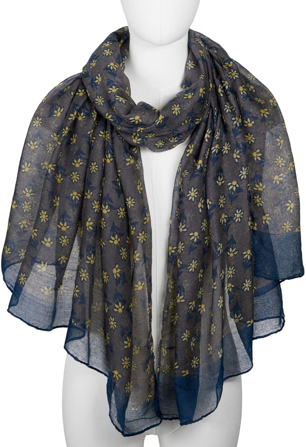 Lightweight Scarves Floral Cotton Scarf for Women Fashion Shawl Wraps Thin Fall Winter Neck Scarves - Image 2