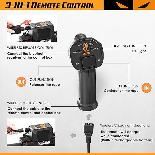 Miniatura 17 de ORCISH Cabrestante eléctrico impermeable de 4500 libras 12V CC, kit de cabrestante ATV/UTV para remolque, cuerda sintética de 1/4 pulgadas x 50 pies