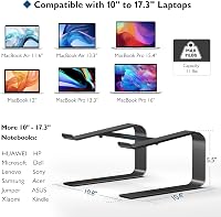 BONTEC Ergonomikus Laptop Állvány Íróasztalhoz, 10-17,3 Hüvelykes Notebookokhoz Kompatibilis Tartó, Fekete 3