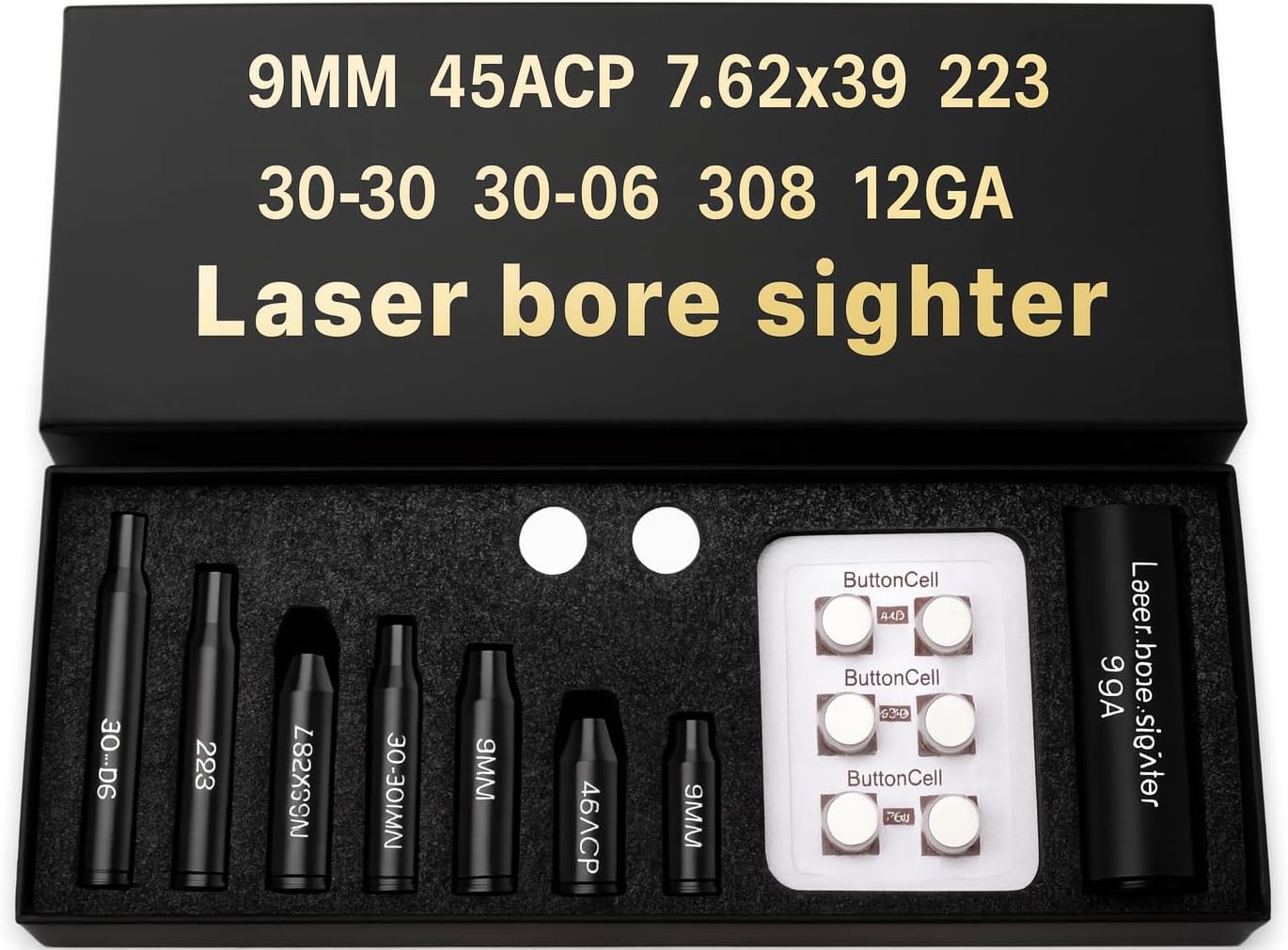 Gotical Bore Sight Red Laser Kit for Cal.223/5.56MM / 9MM / 7.62X39MM / 30-30/30-06 / .243/308 / .45acp / 12G Hunting Scope Bore sighter Organized Packing