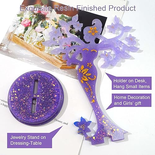 Miniatura 4 de Moldes de resina para organizador de joyas, moldes de silicona para soporte de collar de resina epoxi, moldes de resina epoxi para estante de