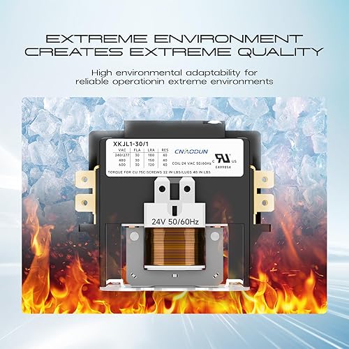 Miniatura 4 de Contactor HVAC Contactor de aire acondicionado Contactor 1 poste 30 Amp 24V bobina compatible con condensador, compresor, aire acondicionado
