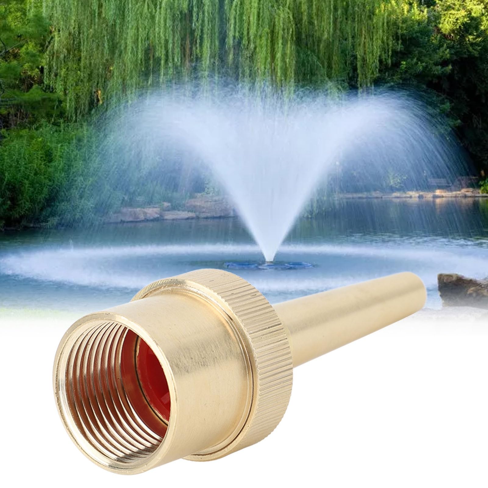 Luqeeg Brass Water Fountain Nozzle, Female Screw Connection Spherical Joint, Adjustable Jet Pond Fountain Water Spray Sprinkler for Garden, Park, Pond, Pool, Waterscape (G1 in)