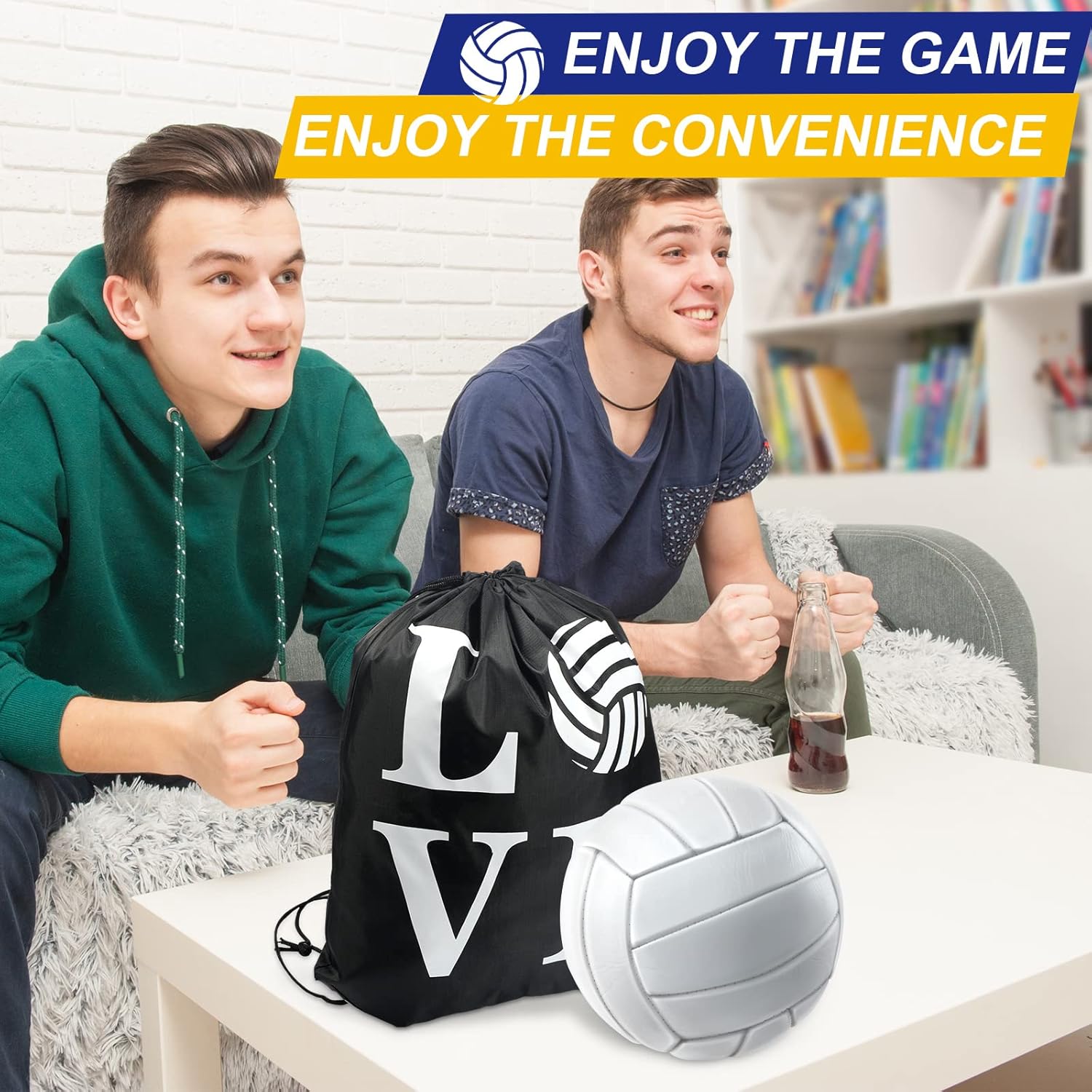 Reginary 24 Pcs Volleyball Drawstring Backpack Volleyball Gift Bags Cinch Sport Gym Travel Sack Bag for Men Women (Black)