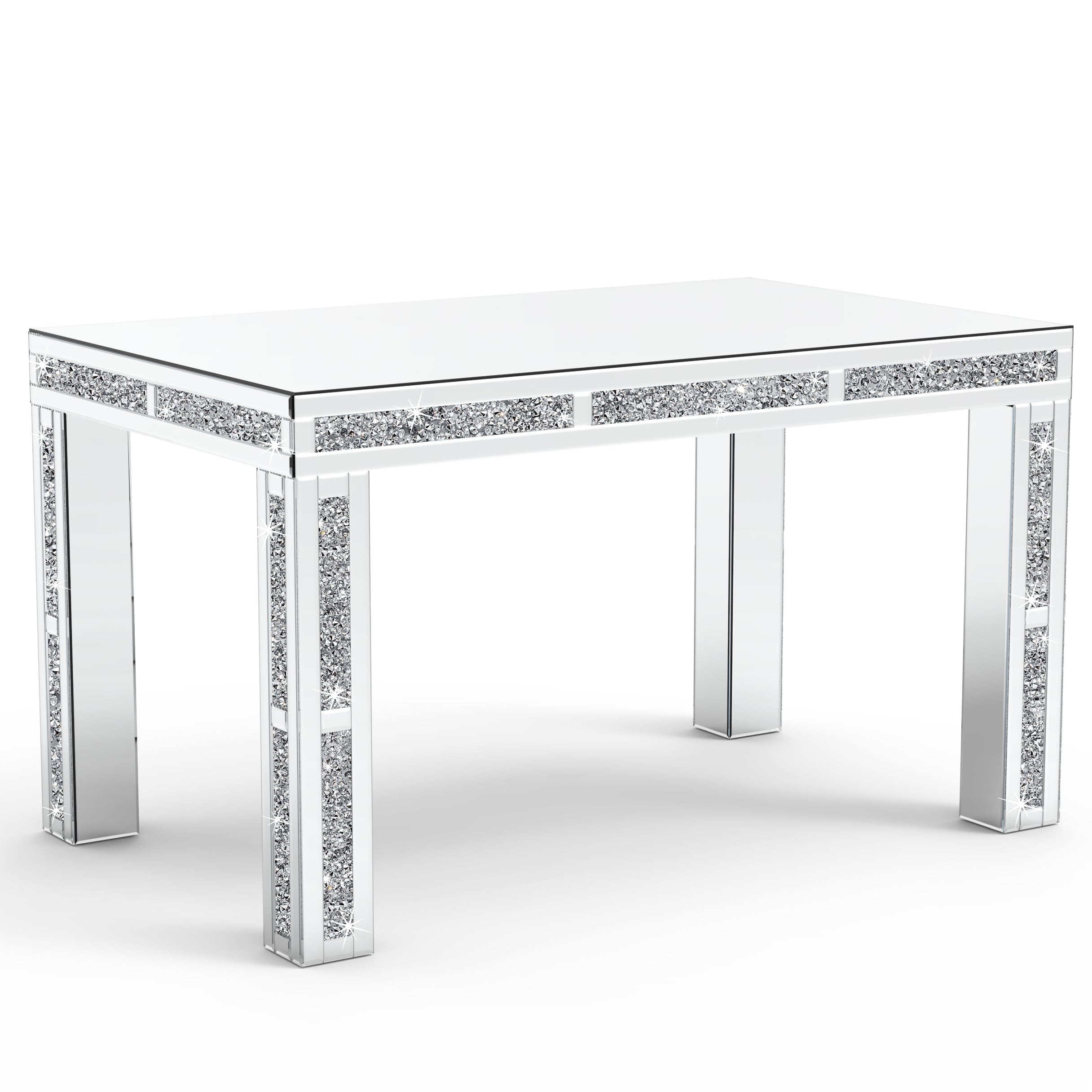 Modern Dining Table Set for 4 | Rectangular Glass Kitchen Table | Contemporary Glam Style | Seats 4 Comfortably