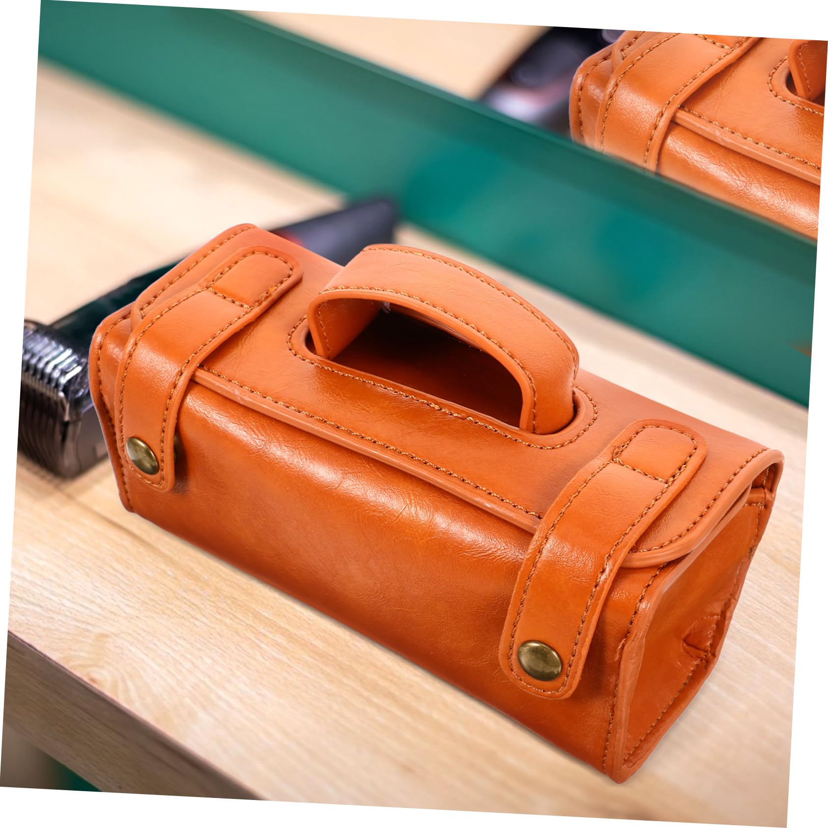Bolsa de Aseo Viaje Grande de PU Marrón, Portátil y Versátil