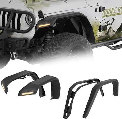 Hooke Road Viper Flat Fender Flares for 2020-2026 Jeep Gladiator JT, Front & Rea