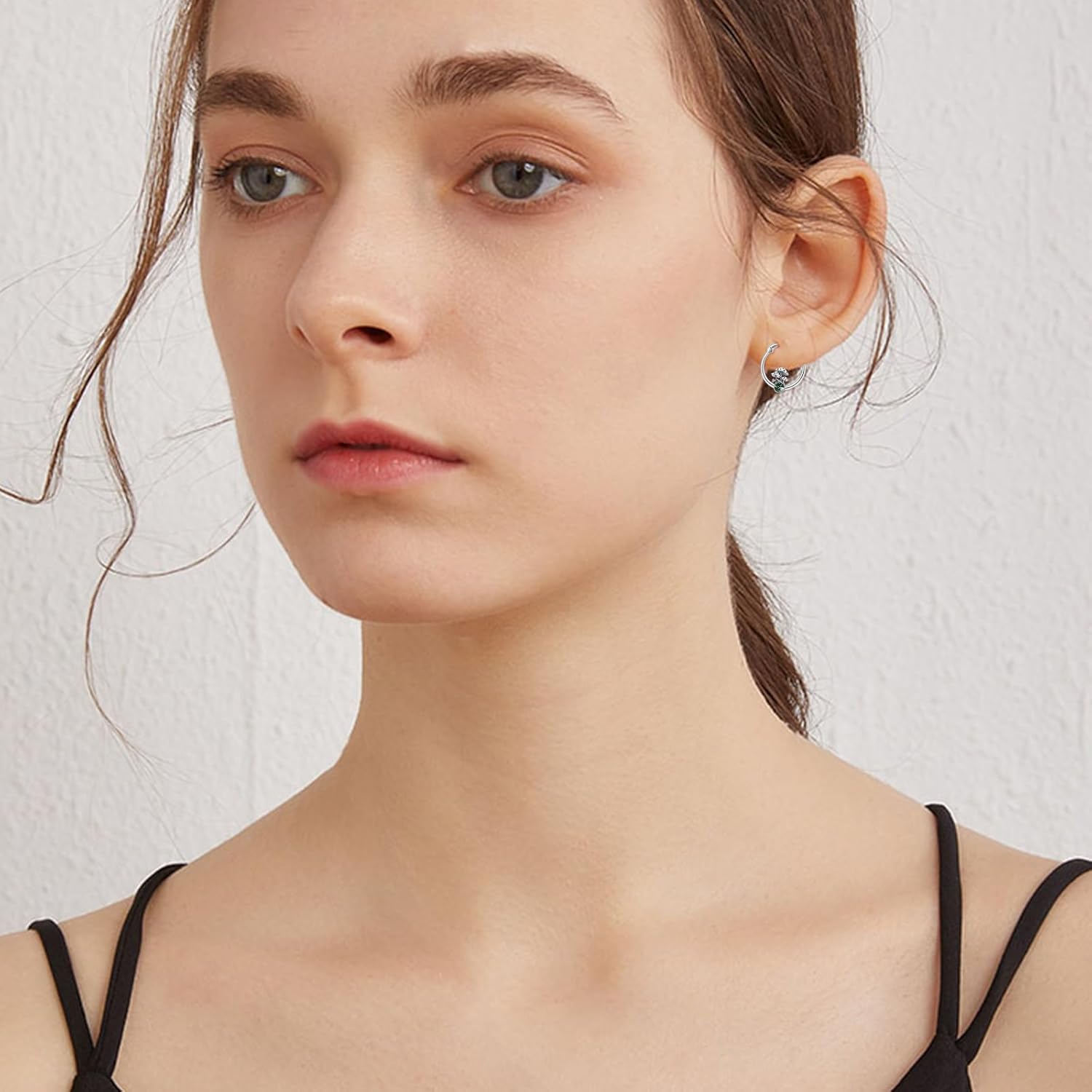 Mushroom Hoop Earrings 925 Sterling Silver Moss Agate Mushroom Earrings Mushroom Jewelry Gifts for Women Birthday Anniversary - Image 3