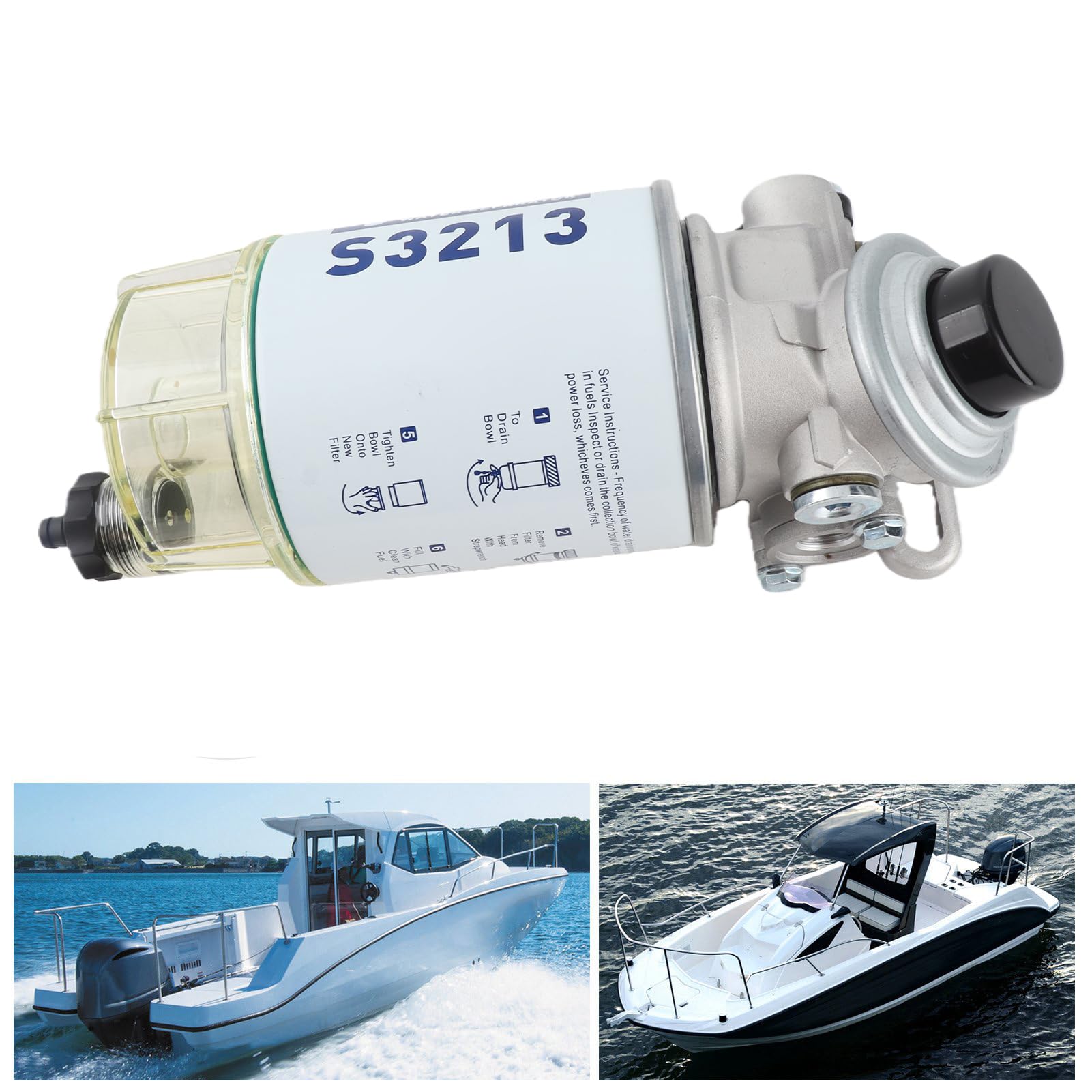 Yctze filtre à carburant séparateur d'eau Kit complet filtre à carburant marin séparateur d'eau Kit complet filtre remplace les pièces de moteur hors-bord de bateau S3227