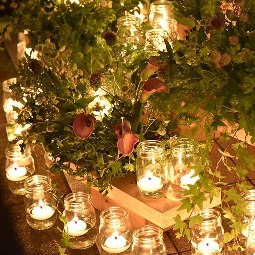 Miniatura 4 de Vela flotante de 3 pulgadas, paquete de 12 unidades, cera blanca y doradaroja, sin perfume y no gotea, 10 horas de combustión para jarrón