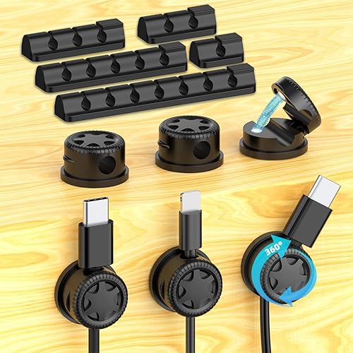Organizador de cables de organización de cables, clips magnéticos para cables, soporte de alambre adhesivo para debajo del escritorio, mesita de