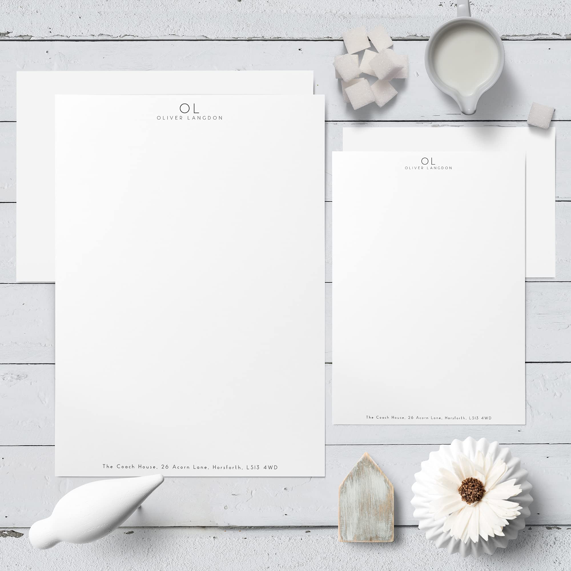 Me Loovely Modern Design Personalised Letter Paper and Envelopes Customized Stationery Set for Office Home Business | Christmas Gifts (A4 Size, Pack of 30)