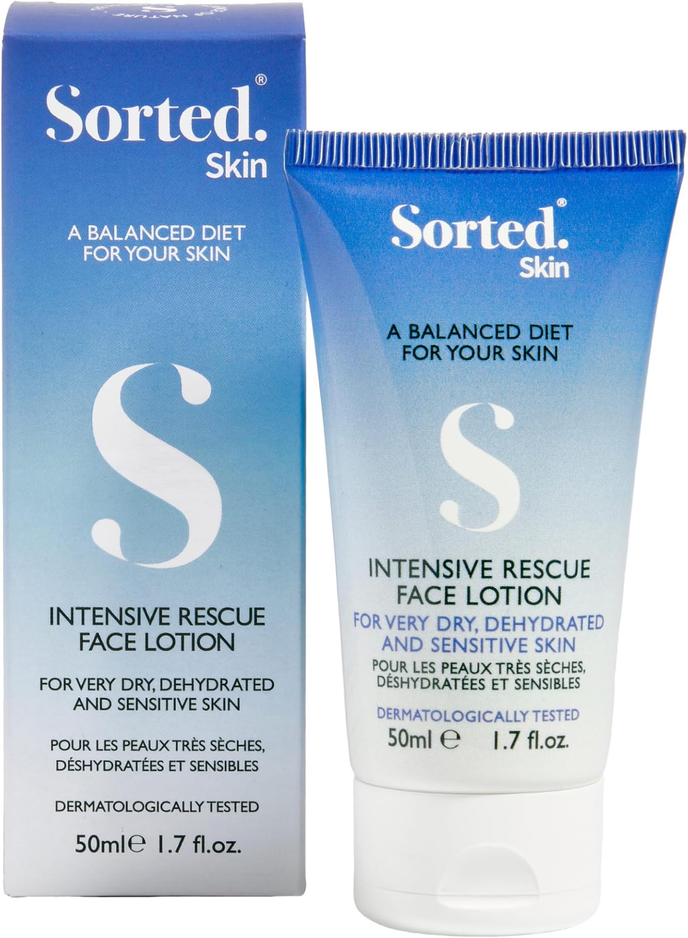 Sorted Skin Intensive Rescue Face Lotion for Dry, Itchy and Sensitive Skin, Non-Greasy, Face Cream, Suitable for all Skin Conditions 1 x 50ml