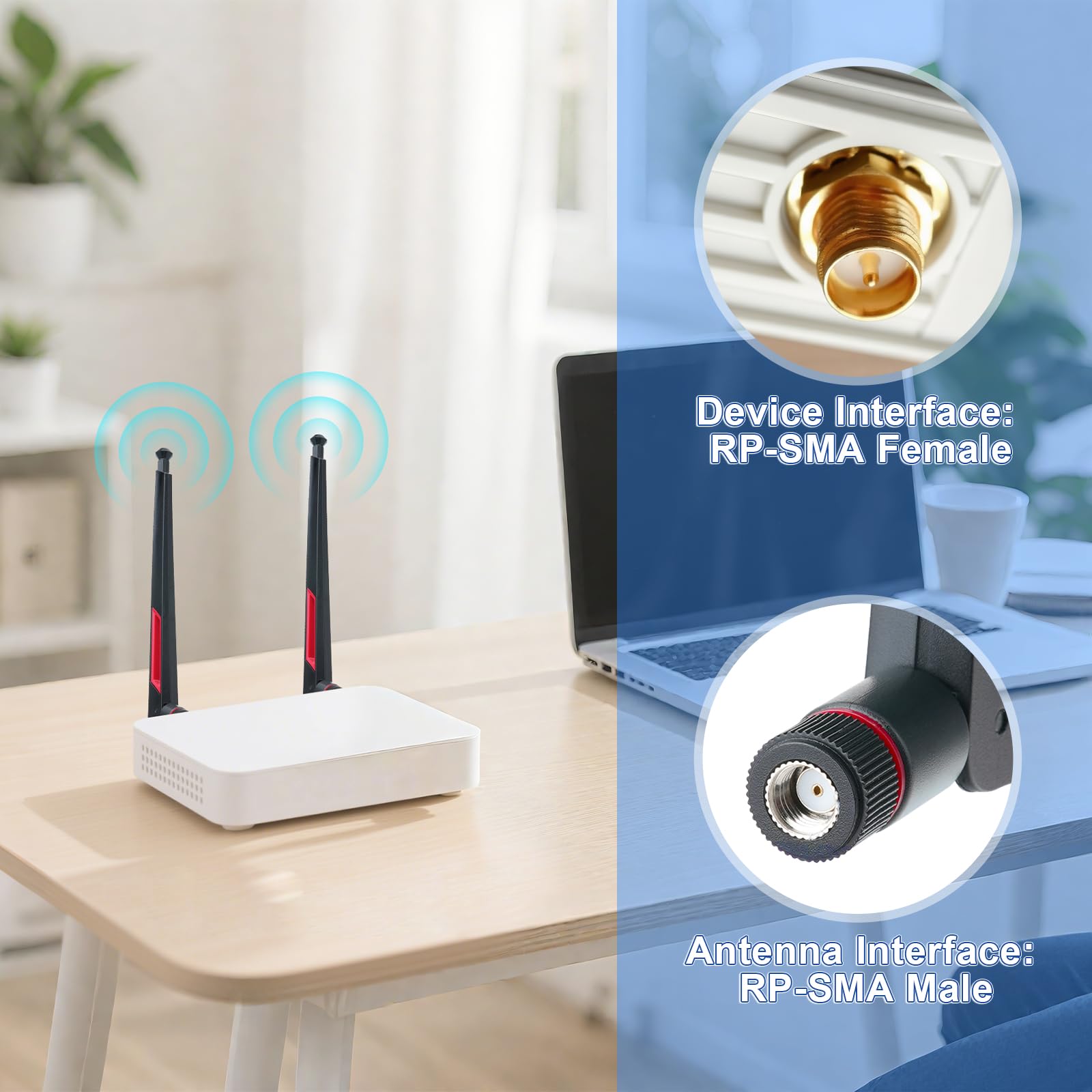 Superbat Antenna WiFi RPSMA Doppia Banda 2.4G/5.8GHz 13dBi Omnidirezionale Compatibile con Router ASUS/D-Link, Mini PCIe, USB WiFi, Telecamere IP, Drone FPV (2 Pezzi)