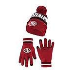 Ultra Game NFL Official Youth Super Soft Winter Beanie Knit Hat with Extra Warm Touch Screen Gloves, San Francisco 49ers, Team Color 1, 1SIZE