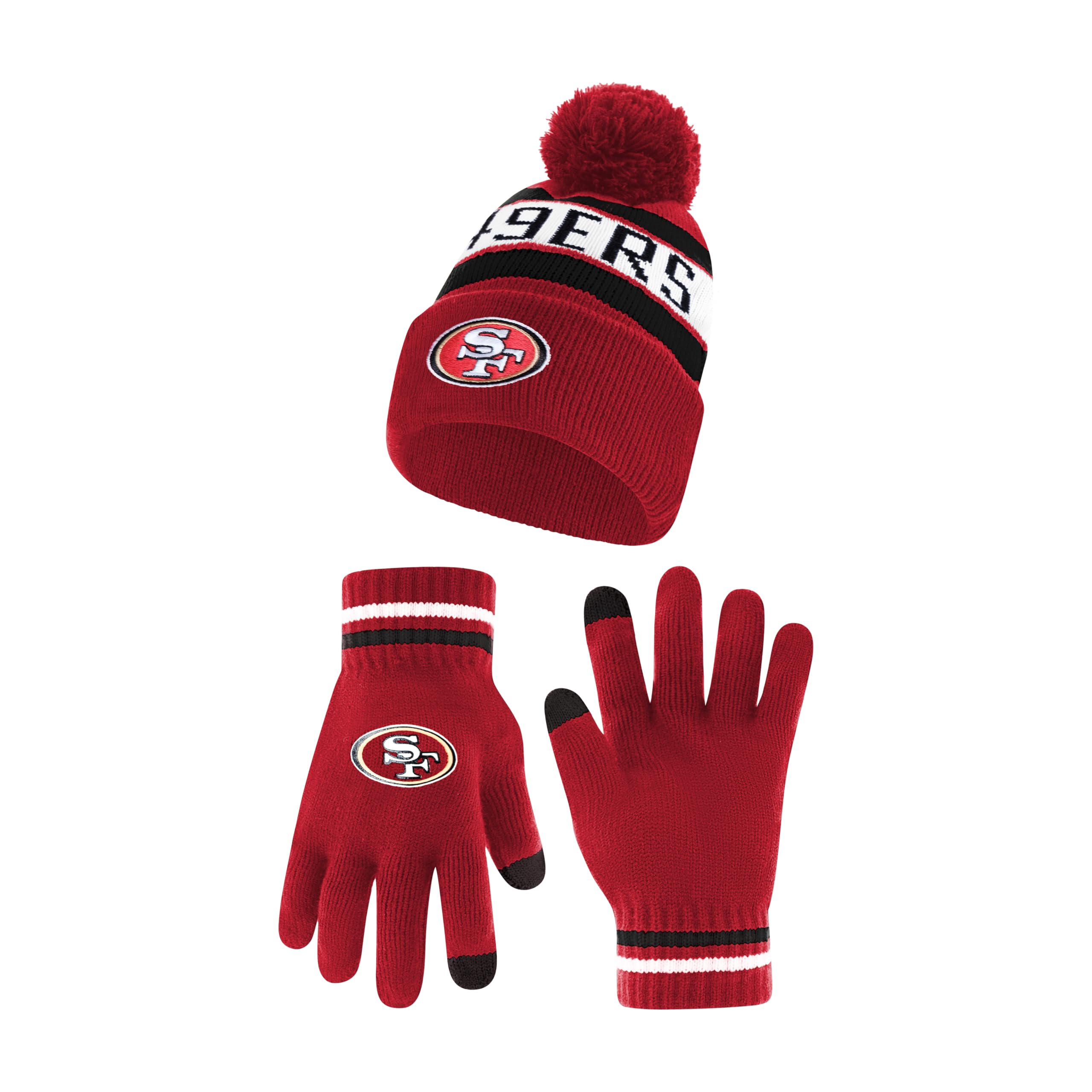 Adults NFL Official Super Soft Winter Beanie Knit Hat With Warm Touch Screen Gloves