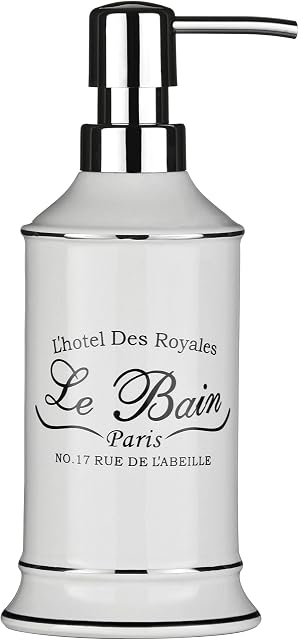 Premier Housewares Le Bain Lotion Dispenser, Stoneware, White, W8 x D8 x H20cm