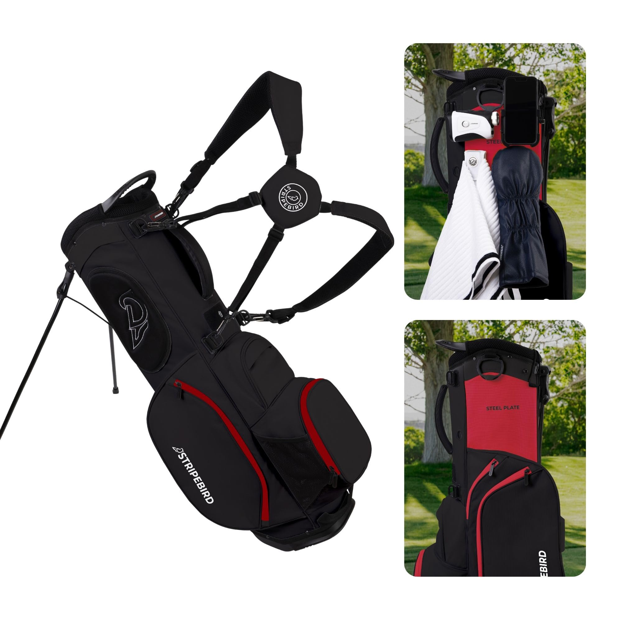 Golf Stand Bag with Hub for Magnets - 4 Way Full-Length Dividers Golf Club Bag - Flexfit Rotatable & Adjustable Dual Straps - Lightweight Golf Bag
