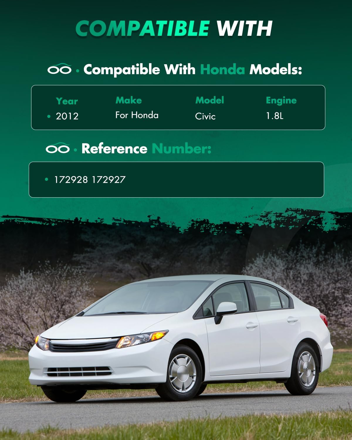 SCITOO Front Complete Struts Coil Spring Assembly Fit 2012 For Honda Civic Strut Shocks - Set of 2