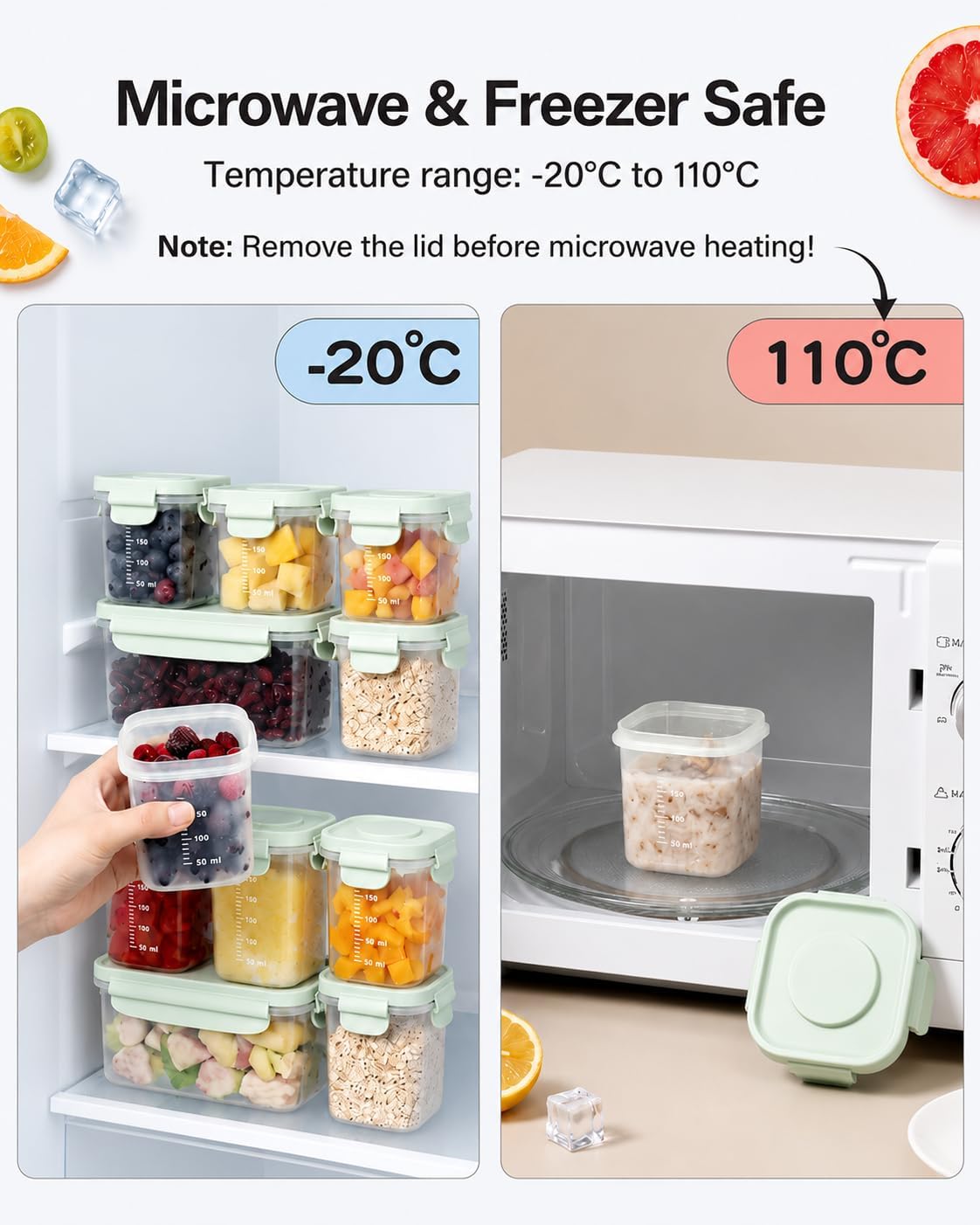 Snackle Box Container with Reusable Ice Pack, 10.1 oz, Green image 2