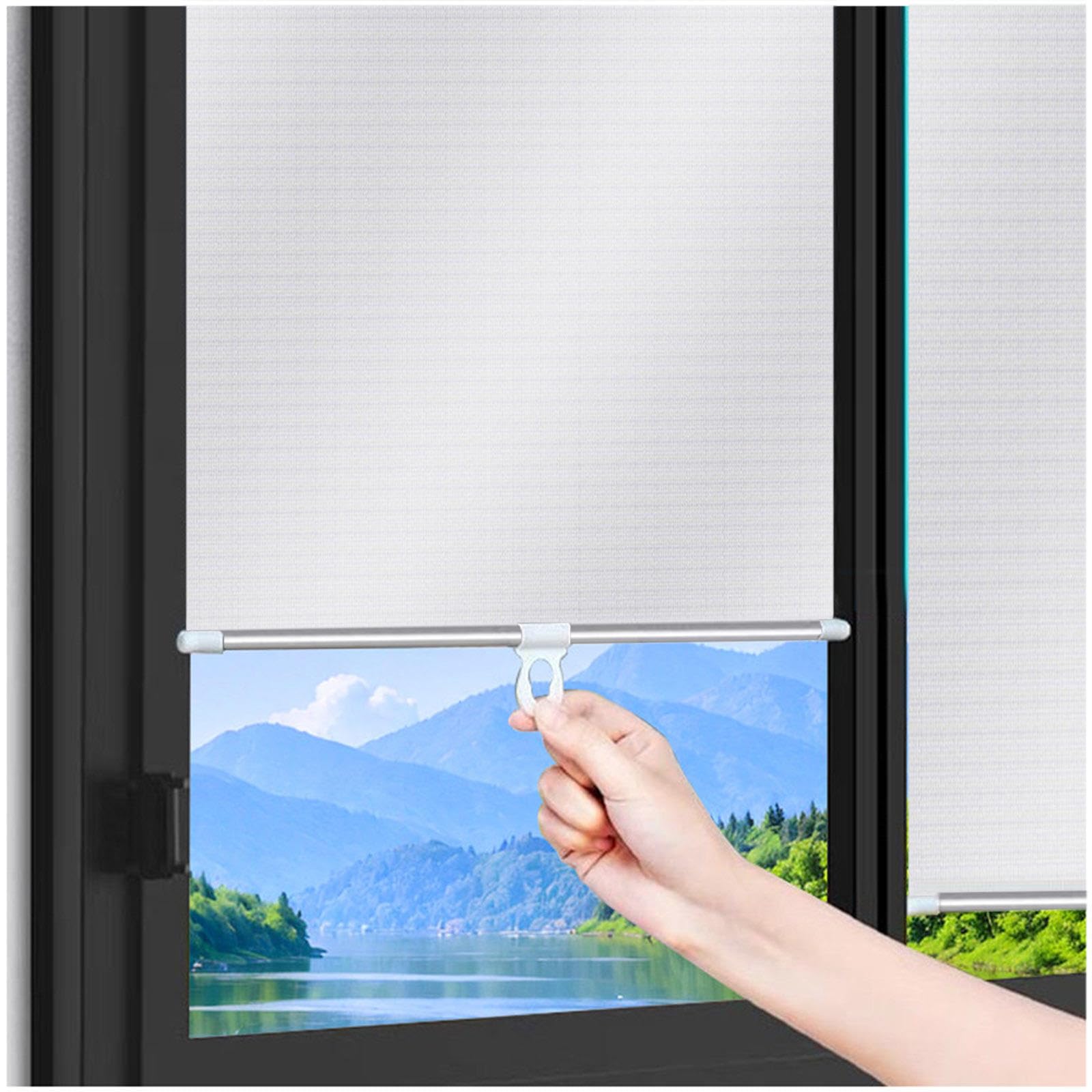 Blackout Roller Shades No Drilling, Suction Cup Roller Blinds 50x125/80x140cm, Home Sunshade Roller Blinds, Window Roller Shades, Privacy Curtains,silver-50x125cm/19.7 * 49in