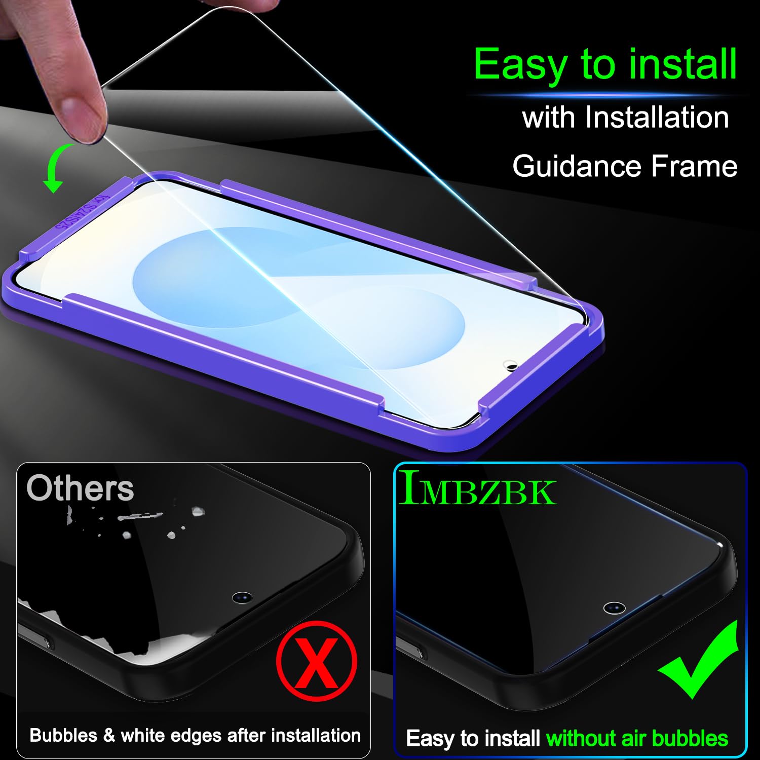 IMBZBK 3 Pezzi Pellicola Vetro Temperato per Samsung Galaxy S25 Plus/ S25+ Accessori 3 Pezzi Protezione Fotocamera, Sblocco con le Impronte Digital