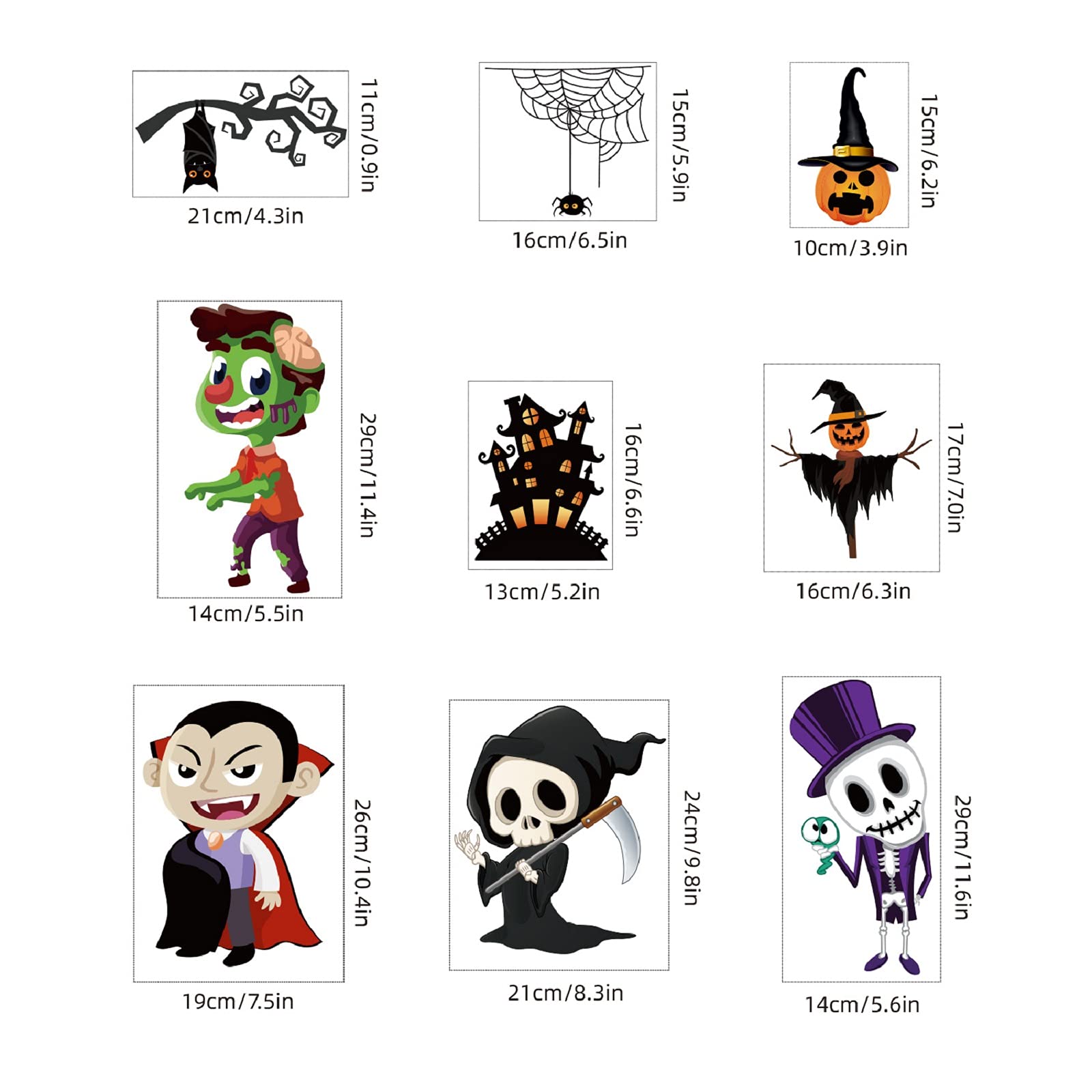 Autocollants Fenêtre Halloween - Lot De 9 Stickers PVC Effrayants Avec Empreintes Sanglantes, Réutilisables