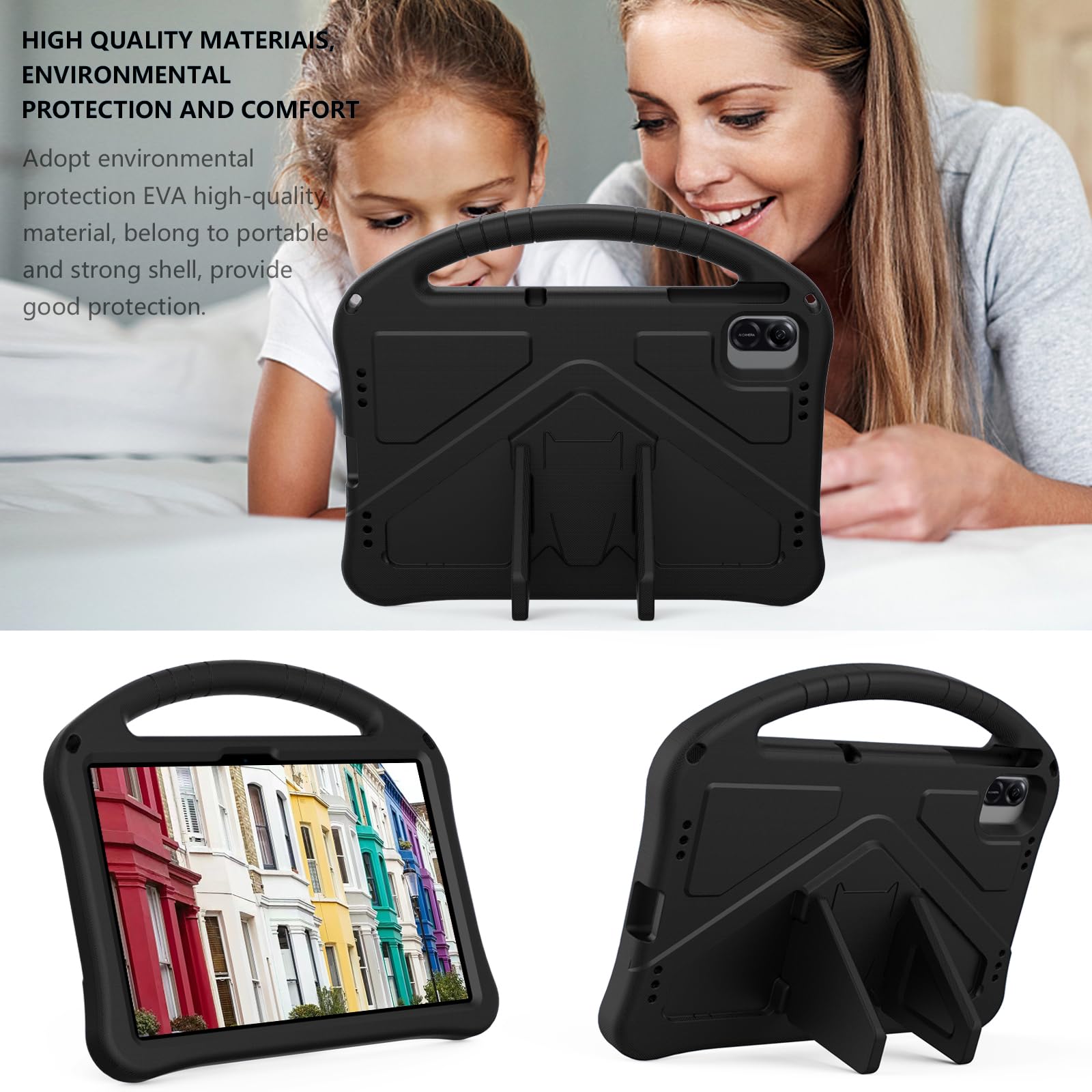 Custodia per Honor Pad X8a X8b da 11 pollici 2024 2026, custodia antiurto in EVA per bambini e ragazze, con maniglia di supporto (nero)