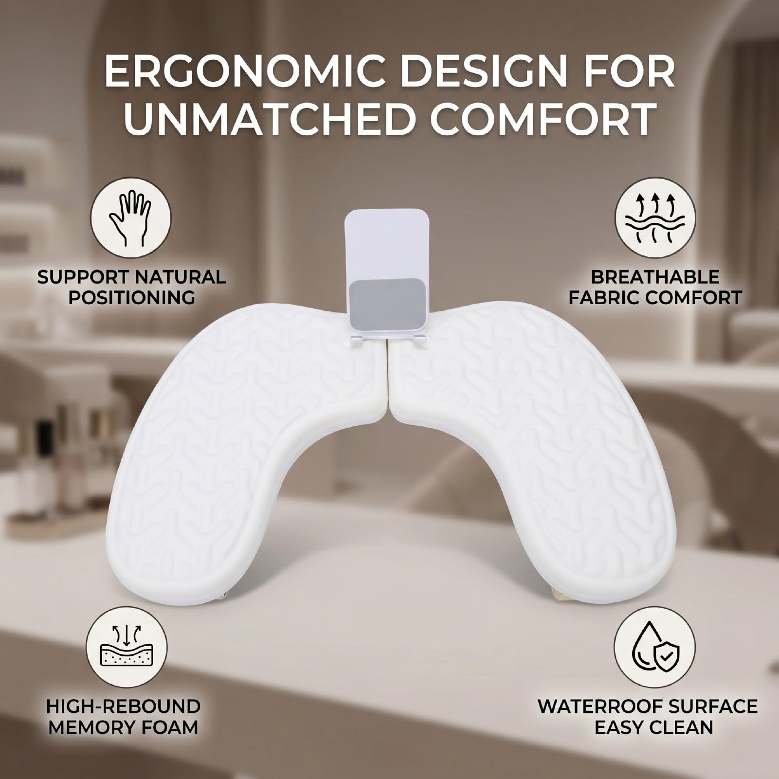 Reposabrazos para Uñas en Forma de U Soporte Ergonómico y Transpirable con Cojín de Espuma Viscoelástica Impermeable Accesorio Profesional para Mesa de Manicura