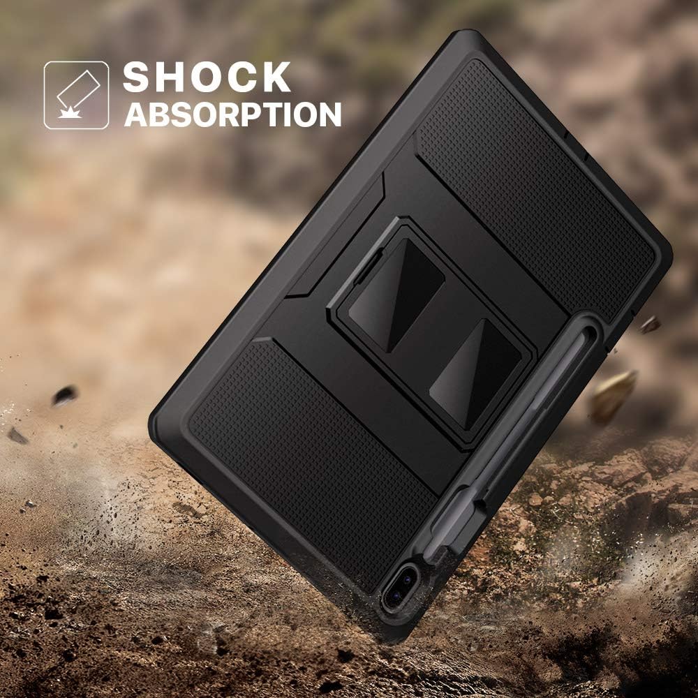 MoKo Case Fit Samsung Galaxy Tab S6 10.5 2019, [Heavy Duty] Shockproof Full Body Rugged Hybrid Cover with Built-in Screen Protector & Pencil Holder for Galaxy Tab S6 10.5" SM-T860/T865 2019 - Black