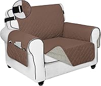 Vista 13 de PureFit Funda de Sofá Reversible Resistente al Agua para Sofá de Dos Plazas, Funda de Muebles Lavable a Máquina con Espuma Antideslizante y Correa