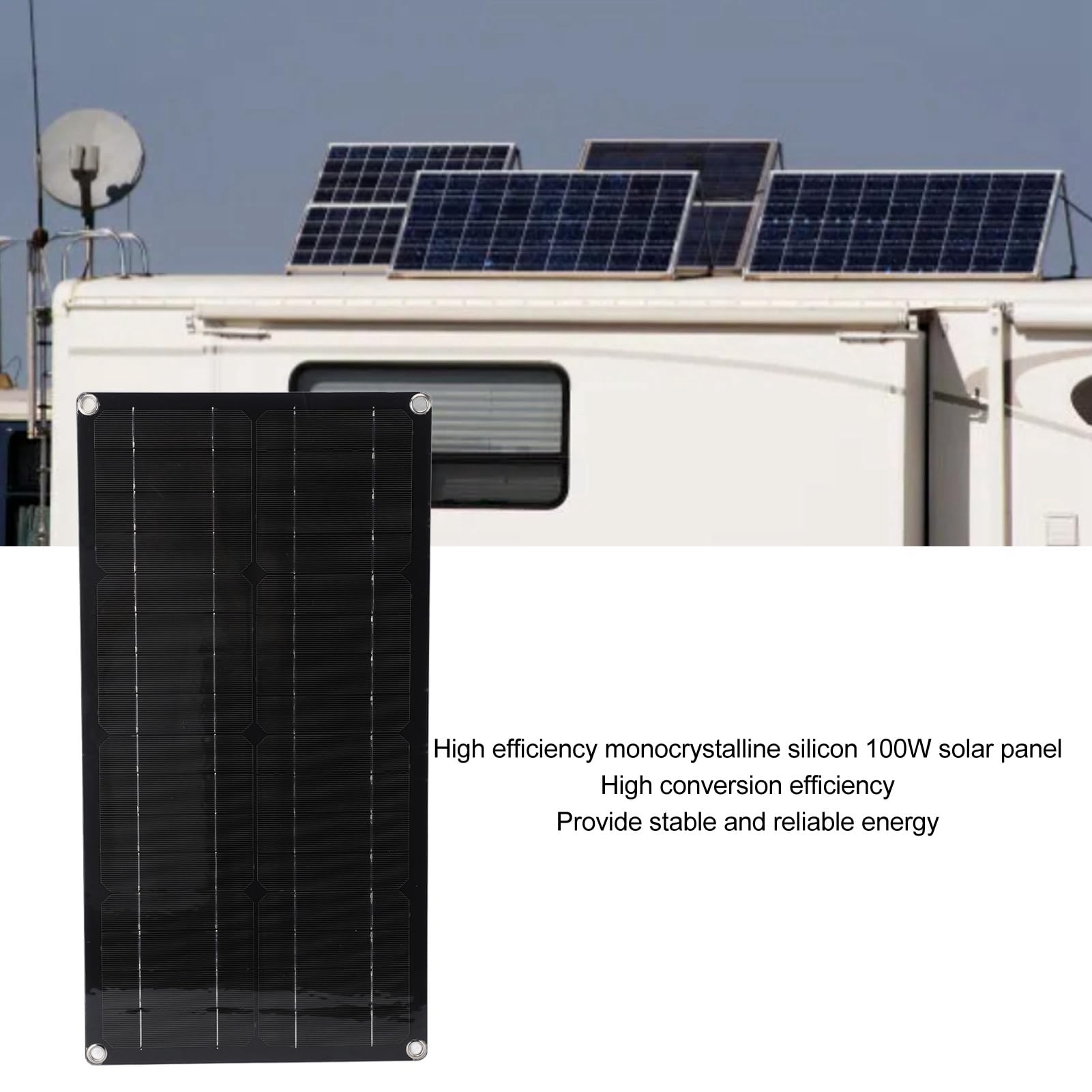 Kit de Panel Solar Monocristalino de 100 W con Controlador MPPT