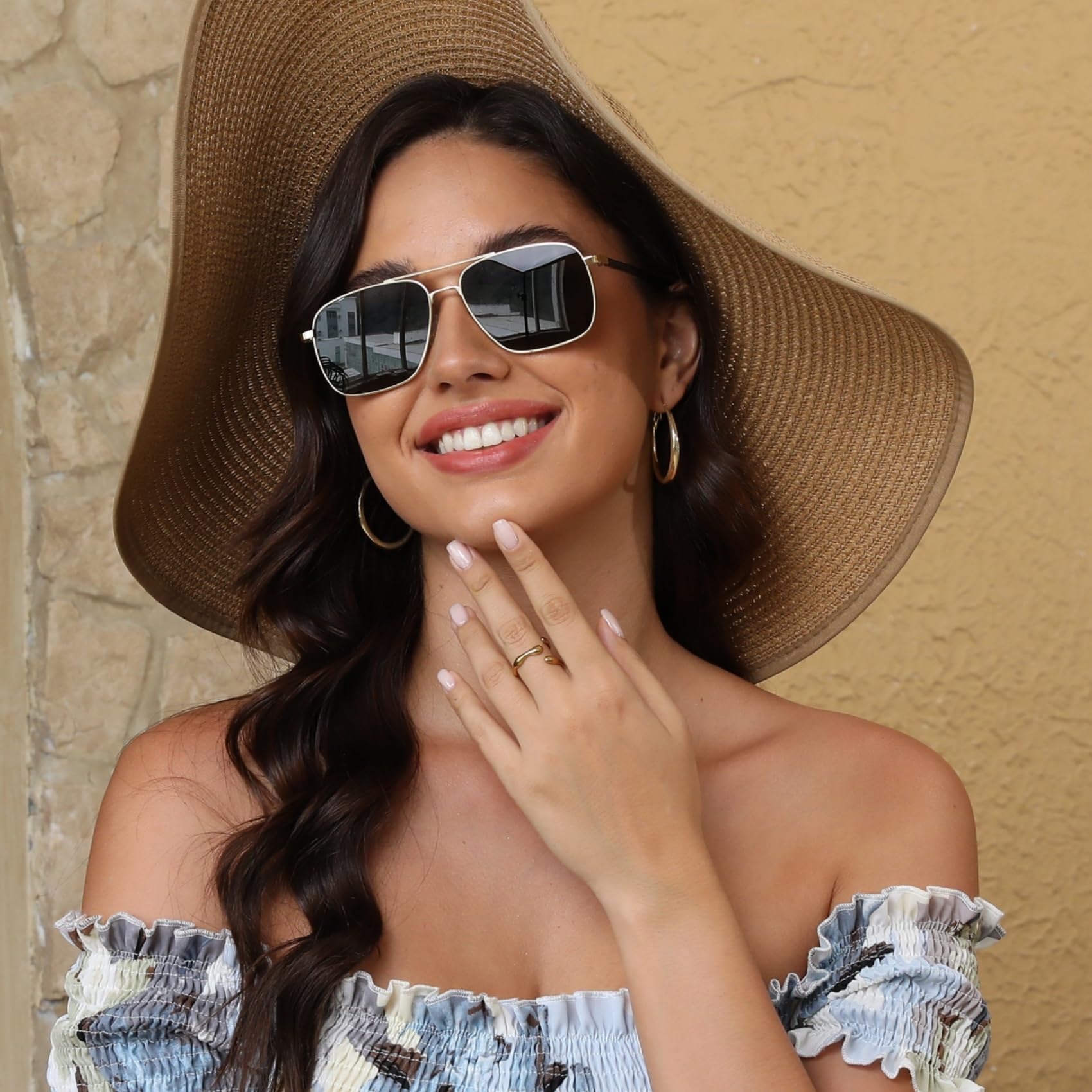 Lentes de sol polarizados de aviador para hombres y mujeres, protección UV400, retro, cuadrados, frescos, gafas de sol
