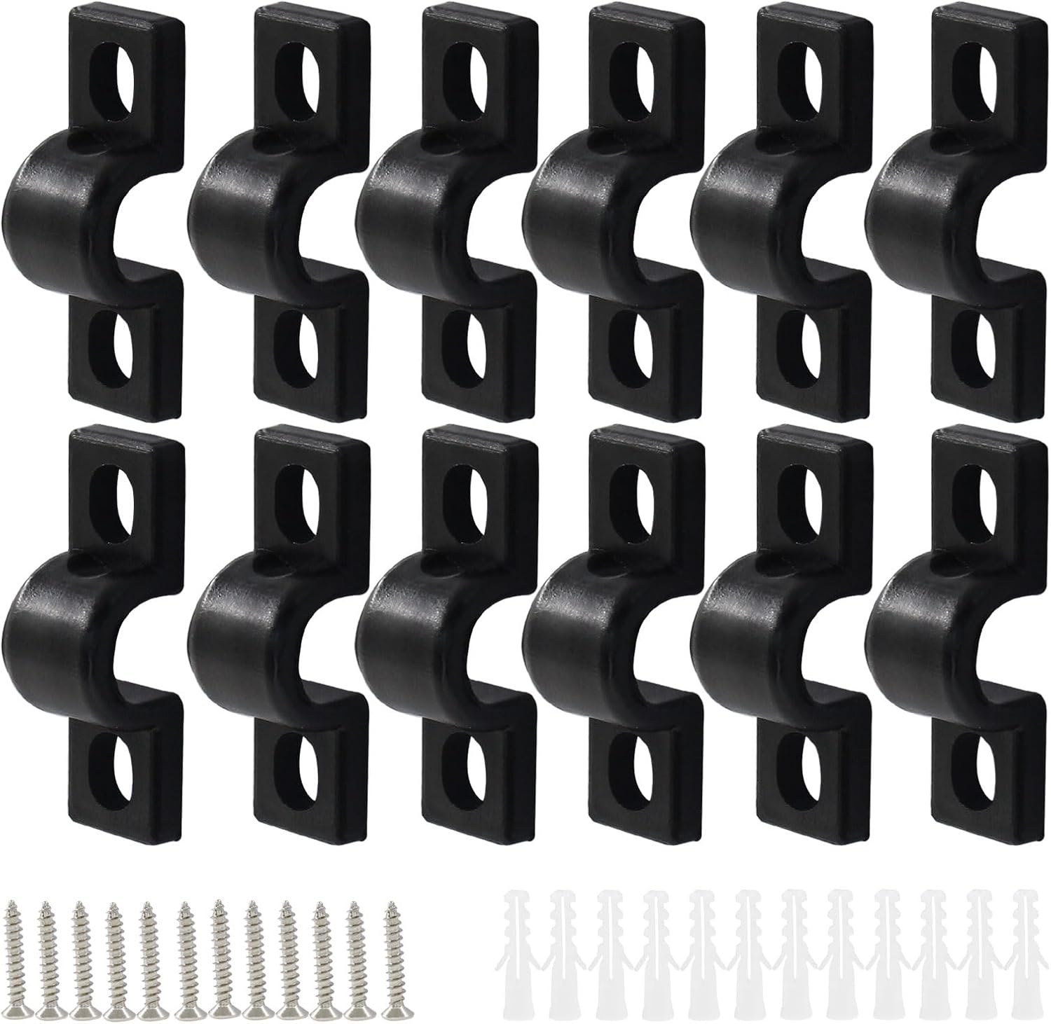 12 Pcs 8mm Wire Shelf Loop Clips, Plastic Wire Shelf Clips with Screws and Wall Anchors(White)