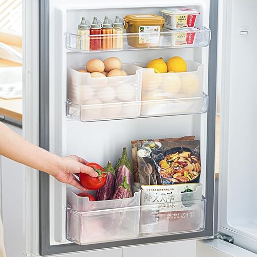 Miniatura 13 de Paquete de 3 cajas organizadoras de refrigerador, contenedores de plástico para almacenamiento de puerta lateral del refrigerador, contenedores