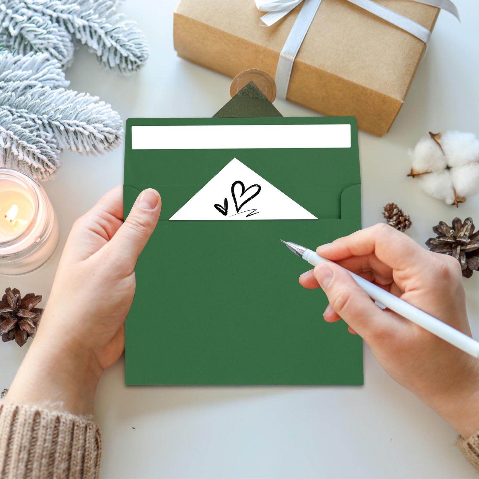 Paquete de 50 sobres de invitación, sobres de postal, sobres A2 verdes, sobres para invitaciones, sobres para tarjetas de 4.5 x 5.5 pulgadas, tarjetas de felicitación, sobres autoadhesivos para fotos